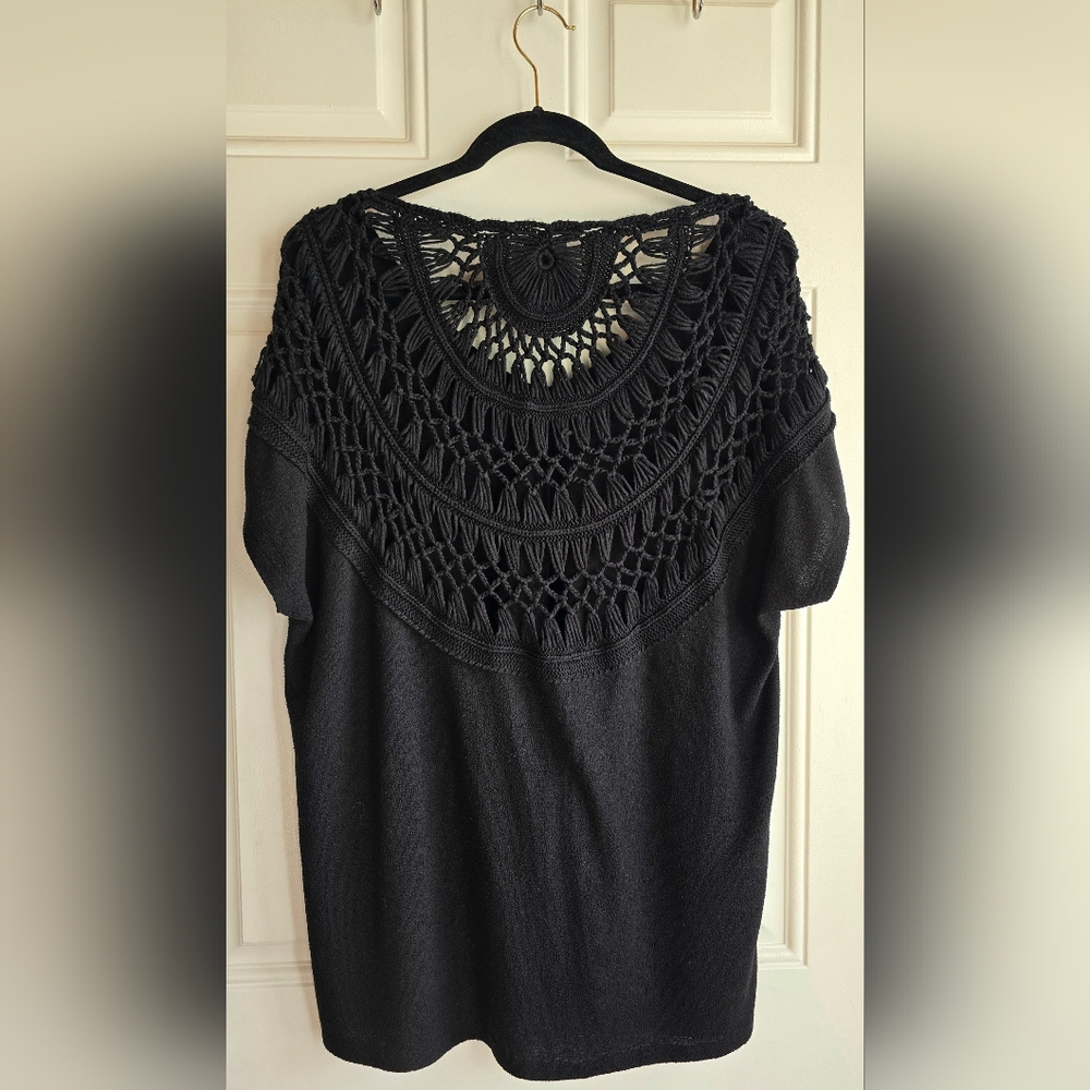 Torrid Black Crochet Back Top, Plus Size 1 (1X, US 14-16)